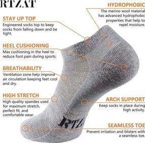 img 3 attached to Thin Merino Wool Athletic Ankle Socks for Men and Women, RTZAT Light Low Cut Running Socks, Sizes S-L