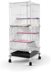 img 4 attached to 🐹 Indoor Expandable Stackable Pet Hutch Cages for Hamster, Rat, or Other Small Animals - 14x14x28 Inches