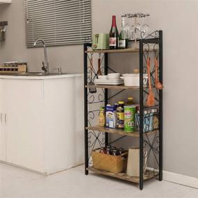 img 2 attached to 📚 X-cosrack 4 Tier Adjustable Bookcase: Rustic Industrial Standing Vertical Book Rack for Livingroom, Bedroom, Study, Kitchen, and Office Storage