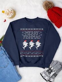 img 1 attached to Men's Fishmas Fishing Christmas Sweater Sweatshirt in Clothing Collection