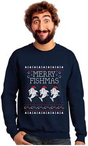 img 4 attached to Men's Fishmas Fishing Christmas Sweater Sweatshirt in Clothing Collection