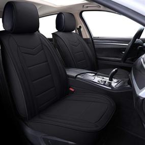 img 4 attached to 🚗 Coverado Waterproof Faux Leather Seat Covers: Full Set, Universal Fit for Cars SUV Sedan - Black