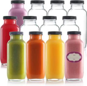 img 4 attached to 🍶 12 Pack 16oz Reusable Glass Water Bottles with Caps - Fridge-Friendly Juice Containers With Lids - Empty Glass Milk Bottles with Lids - Versatile Kombucha and Smoothie Glass Bottles for Juicing