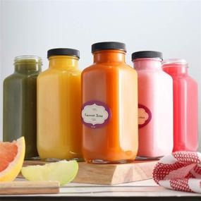 img 1 attached to 🍶 12 Pack 16oz Reusable Glass Water Bottles with Caps - Fridge-Friendly Juice Containers With Lids - Empty Glass Milk Bottles with Lids - Versatile Kombucha and Smoothie Glass Bottles for Juicing