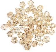 🌹 pepperlonely 50pc gold edge transparent rose flower buttons - ideal for handmade crafts, sewing decorations & accessories, 12.5mm logo