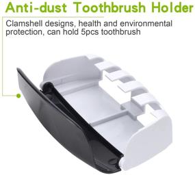 img 1 attached to 🦷 Convenient Wikor Toothbrush Holder & Toothpaste Dispenser Set with Dustproof Design - Wall Mounted Hands Free Toothpaste Squeezer for Family Bathroom