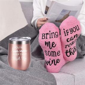 img 1 attached to Wine Tumbler Cupcake Wine Socks Gift Set for Her Women Girlfriend Lover Girls, 12 Oz Stainless Steel Wine Tumbler, Lid, Socks, Bottle Opener, Wine Stopper - Perfect Birthday and Christmas Present, You're Awesome!