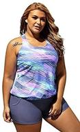 👙 smudge life stripes print blouson tankini set for women - two piece swimsuit logo