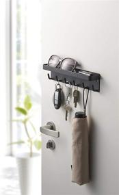 img 2 attached to 🔑 YAMAZAKI Home 2755 Magnetic Key Rack with Tray, Black - One-Size Fits All