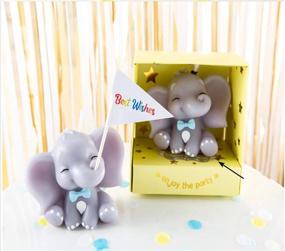 img 3 attached to 🐘 FLYPARTY Children's Birthday Candles: Adorable Blue Elephant Baby Shower Cake Topper