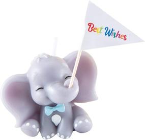 img 4 attached to 🐘 FLYPARTY Children's Birthday Candles: Adorable Blue Elephant Baby Shower Cake Topper