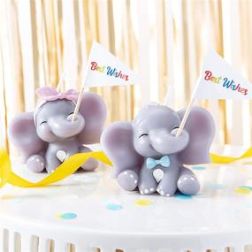 img 1 attached to 🐘 FLYPARTY Children's Birthday Candles: Adorable Blue Elephant Baby Shower Cake Topper