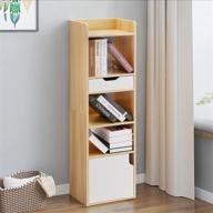 📚 naiyufa 5-tier bookcase with doors and drawers: floor standing display, tall shelf storage organizer (48h) logo