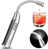 🕯️ powerole candle lighter with led flashlight, usb rechargeable electric lighter - flameless grill & gas stove lighter, 360° long flexible neck arc lighter for candles, camping, bbq (black) – improved seo logo