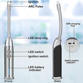 img 3 attached to Зажигалка Powerole Candle с светодиодным фонариком, USB-заряжаемая электрическая зажигалка - беспламенная зажигалка для гриля и газовой плиты, 360° гибкая шея длительного дугового зажигалки для свечей, кемпинга, барбекю (черная) - улучшенный SEO.