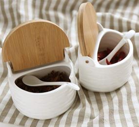 img 1 attached to 🍯 Lawei Pack Ceramic Sugar Bowls: Stylish and Practical Tabletop Accessories