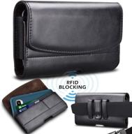 takfox phone holster: samsung galaxy note 20 ultra, iphone 13 pro max, and more - leather belt clip pouch, card holder case - black logo