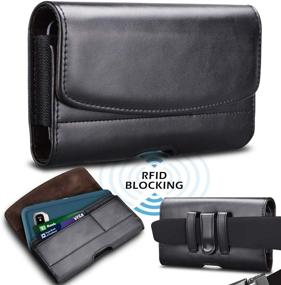 img 4 attached to Takfox Phone Holster: Samsung Galaxy Note 20 Ultra, iPhone 13 Pro Max, and More - Leather Belt Clip Pouch, Card Holder Case - Black