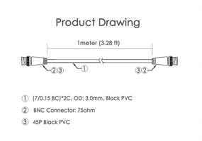 img 1 attached to ANVISION 4-Pack 1m 3.3ft Коаксиальный кабель с разъемом BNC-мама к BNC-мама с черным разъемом - идеально подходит для подключения системы видеонаблюдения CCTV к телевизору.