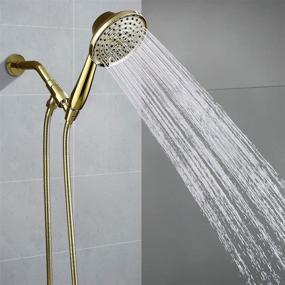 img 3 attached to 🚿 High Pressure 5-Inch Luxury Detachable Handheld Shower Head with Extra Long 70-75" Metal Hose, Adjustable Metal Bracket Holder, Polished Brass Finish - 6 Settings, 2.5 GPM