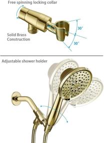 img 1 attached to 🚿 High Pressure 5-Inch Luxury Detachable Handheld Shower Head with Extra Long 70-75" Metal Hose, Adjustable Metal Bracket Holder, Polished Brass Finish - 6 Settings, 2.5 GPM