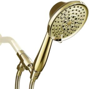 img 4 attached to 🚿 High Pressure 5-Inch Luxury Detachable Handheld Shower Head with Extra Long 70-75" Metal Hose, Adjustable Metal Bracket Holder, Polished Brass Finish - 6 Settings, 2.5 GPM