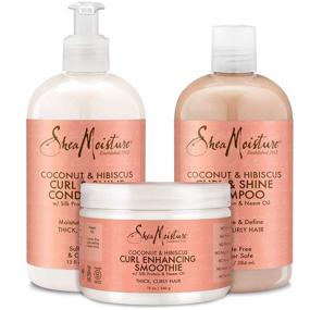 img 4 attached to 🥥 Shea Moisture Coconut and Hibiscus Combination Pack - 13 oz. Curl & Shine Shampoo, Conditioner, and Curl Enhancing Smoothie for Defined Curls and Radiant Shine