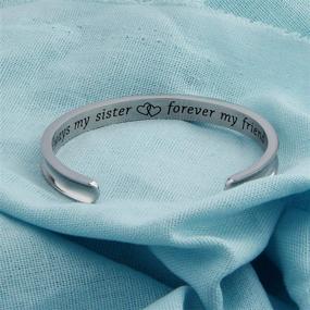 img 3 attached to Zuo Bao Always My Sister Forever My Friend Hair Tie Bracelet: Perfect Sister in Law Gift and Cuff Bangle Bracelet for the Sister of The Groom