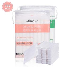 img 4 attached to 🧼 444PCS Noverlife Makeup Cotton Pads, Natural Premium Square Cotton Puff for Facial & Eye Makeup Removal, Double-Sided for Water Conservation & Gentle Makeup Application