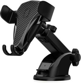 img 4 attached to KOOPAO Car Phone Mount - Universal Holder for Car Dashboard & Windshield | One-Click Release | Compatible with iPhone Xs XS Max XR X 8 8 Plus 7 7 Plus S10 S9 S8 S7 S6 LG and More