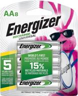 energizer rechargeable aa batteries, 2000mah nimh, pre-charged, 1000 charge cycles, pack of 8 (recharge universal) logo