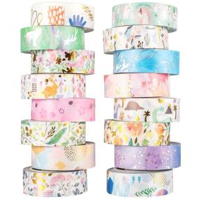 img 4 attached to 🌿 YUBX 16 Rolls Plants & Animals Washi Tape Set - Gold/Silver Foil Decorative Paper Masking Tape for Scrapbooking, Crafts, and DIY Projects