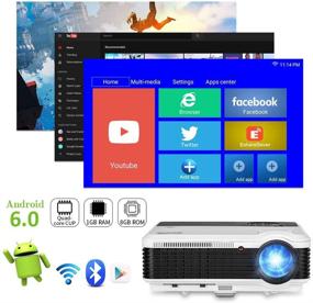 img 1 attached to 🎥 Wireless 5000 Lumen Outdoor Movie Home Theater LCD Projector with Bluetooth and WiFi, Android OS, Smart Phone Mirroring, Airplay, Full HD 1080P, Gaming Zoom, HDMI USB, Laptop Tablet DVD TV Stick PS4 PC Compatible