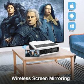 img 2 attached to 🎥 Wireless 5000 Lumen Outdoor Movie Home Theater LCD Projector with Bluetooth and WiFi, Android OS, Smart Phone Mirroring, Airplay, Full HD 1080P, Gaming Zoom, HDMI USB, Laptop Tablet DVD TV Stick PS4 PC Compatible