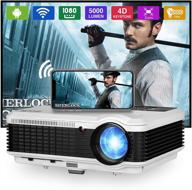 🎥 wireless 5000 lumen outdoor movie home theater lcd projector with bluetooth and wifi, android os, smart phone mirroring, airplay, full hd 1080p, gaming zoom, hdmi usb, laptop tablet dvd tv stick ps4 pc compatible logo