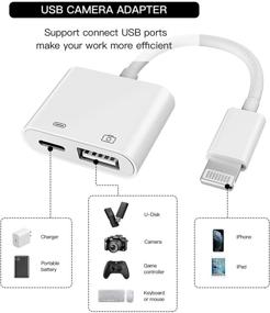 img 1 attached to 🔌 Адаптер OTG и зарядный кабель Apple Certified Lightning Male to USB Female для iPhone 11 12 Mini Max Pro XS XR X SE 7 8plus Ipad Air, камеры, флеш-накопителя: Продвинутое решение для подключения и зарядки Apple устройств.