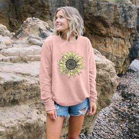 img 2 attached to 🌻 Women's Sunflower Sweatshirt: Funny Floral Graphic, Long Sleeve, Cute Pullover Faith Tee Top - Winter Sweater