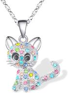 🐱 lanqueen kitty cat pendant necklace: perfect jewelry for women and girls, ideal cat lover gift for your daughter, loved necklace with 18+2.4 inch chain logo