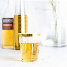 img 2 attached to Pack of 50 Plasticpro Disposable 10 oz Crystal 🍾 Clear Plastic Tumblers with Gold Rim for Parties & Weddings