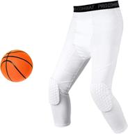 🏀 ultimate protection and comfort: unlimit basketball compression pants with pads, white 3/4 capri padded pants - basketball tights leggings logo