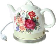 🌹 vintage-styled roses electric hot water tea kettle by victorian trading co - ceramic логотип