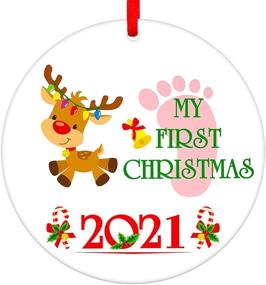 img 4 attached to 🎄 SICHOME 2021 My First Christmas Ornament, 3-Inch Funny Elk Baby's 1st Christmas Keepsake for Newborn Baby Boy Girl, Parents, and Grandparents