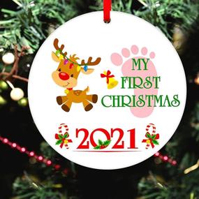 img 3 attached to 🎄 SICHOME 2021 My First Christmas Ornament, 3-Inch Funny Elk Baby's 1st Christmas Keepsake for Newborn Baby Boy Girl, Parents, and Grandparents