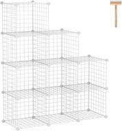 🗄️ c&ahome wire cube storage organizer: 9-cube metal wire grids, shelves, and bins for home and office organization - 36.6”l x 12.4”w x 48.4”h white logo