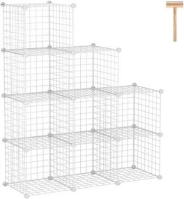 img 4 attached to 🗄️ C&AHOME Wire Cube Storage Organizer: 9-Cube Metal Wire Grids, Shelves, and Bins for Home and Office Organization - 36.6”L x 12.4”W x 48.4”H White