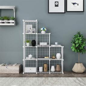 img 2 attached to 🗄️ C&AHOME Wire Cube Storage Organizer: 9-Cube Metal Wire Grids, Shelves, and Bins for Home and Office Organization - 36.6”L x 12.4”W x 48.4”H White