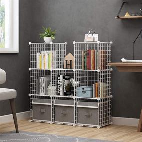 img 3 attached to 🗄️ C&AHOME Wire Cube Storage Organizer: 9-Cube Metal Wire Grids, Shelves, and Bins for Home and Office Organization - 36.6”L x 12.4”W x 48.4”H White