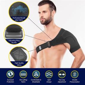 img 2 attached to 🤞 SUPTRUST Shoulder Brace for Men and Women - Stability Support Sleeve, Adjustable Fit Wrap for Shoulder Injuries, Tendonitis Relief - Regular Size