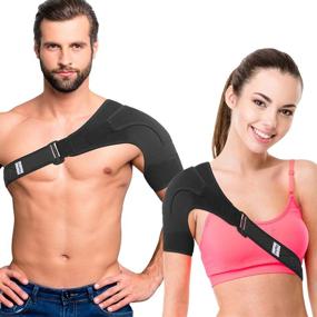 img 4 attached to 🤞 SUPTRUST Shoulder Brace for Men and Women - Stability Support Sleeve, Adjustable Fit Wrap for Shoulder Injuries, Tendonitis Relief - Regular Size