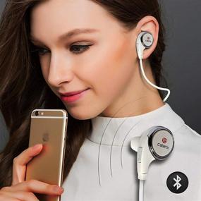 img 2 attached to 🎧 Calerix Bluetooth Headphones 4.1: Sweatproof, Noise Cancelling, Lightweight Sport Earbuds with Built-in Microphone – Connect to iOS, Android (Milk White)